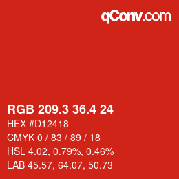 カラーコード: RGB 209.3 36.4 24 | qconv.com