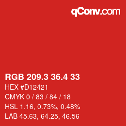 カラーコード: RGB 209.3 36.4 33 | qconv.com