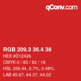 カラーコード: RGB 209.3 36.4 38 | qconv.com