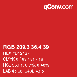 カラーコード: RGB 209.3 36.4 39 | qconv.com