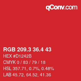 カラーコード: RGB 209.3 36.4 43 | qconv.com