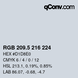 Farbcode: RGB 209.5 216 224 | qconv.com