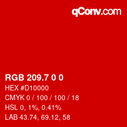カラーコード: RGB 209.7 0 0 | qconv.com