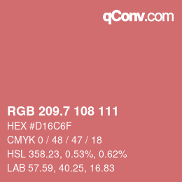 カラーコード: RGB 209.7 108 111 | qconv.com