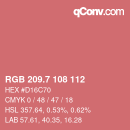 カラーコード: RGB 209.7 108 112 | qconv.com