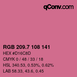 カラーコード: RGB 209.7 108 141 | qconv.com