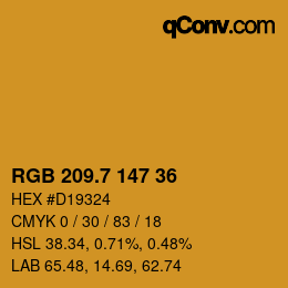 カラーコード: RGB 209.7 147 36 | qconv.com