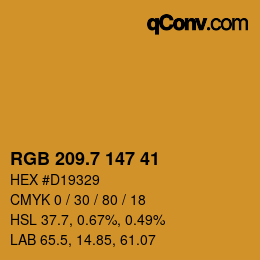 カラーコード: RGB 209.7 147 41 | qconv.com