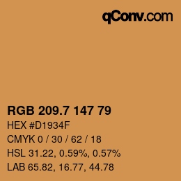 カラーコード: RGB 209.7 147 79 | qconv.com