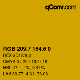 カラーコード: RGB 209.7 164.6 0 | qconv.com