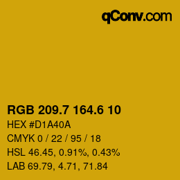カラーコード: RGB 209.7 164.6 10 | qconv.com