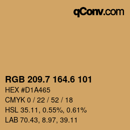 カラーコード: RGB 209.7 164.6 101 | qconv.com
