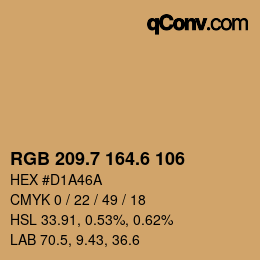 カラーコード: RGB 209.7 164.6 106 | qconv.com