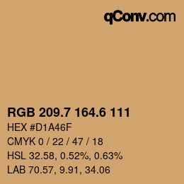カラーコード: RGB 209.7 164.6 111 | qconv.com