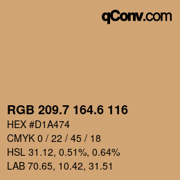 カラーコード: RGB 209.7 164.6 116 | qconv.com