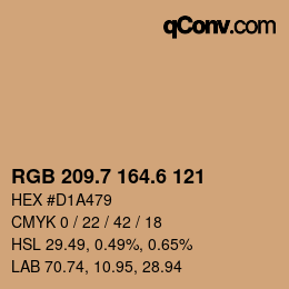 カラーコード: RGB 209.7 164.6 121 | qconv.com