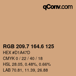 カラーコード: RGB 209.7 164.6 125 | qconv.com