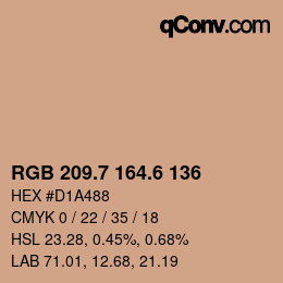 カラーコード: RGB 209.7 164.6 136 | qconv.com