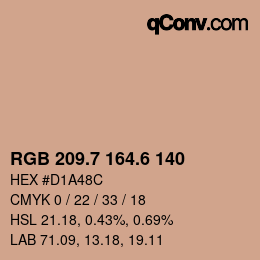 カラーコード: RGB 209.7 164.6 140 | qconv.com