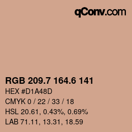 カラーコード: RGB 209.7 164.6 141 | qconv.com