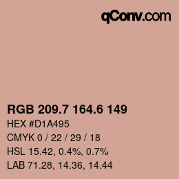 カラーコード: RGB 209.7 164.6 149 | qconv.com