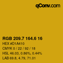 カラーコード: RGB 209.7 164.6 16 | qconv.com