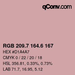 カラーコード: RGB 209.7 164.6 167 | qconv.com