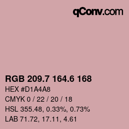 カラーコード: RGB 209.7 164.6 168 | qconv.com