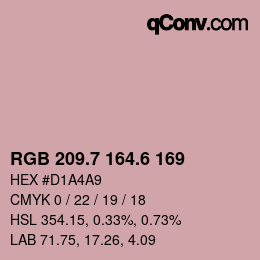 カラーコード: RGB 209.7 164.6 169 | qconv.com