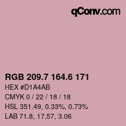 カラーコード: RGB 209.7 164.6 171 | qconv.com