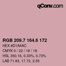 カラーコード: RGB 209.7 164.6 172 | qconv.com