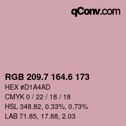 カラーコード: RGB 209.7 164.6 173 | qconv.com