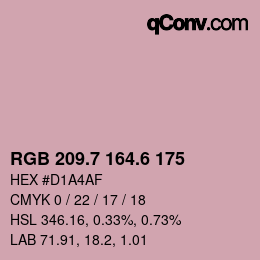 カラーコード: RGB 209.7 164.6 175 | qconv.com