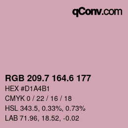 カラーコード: RGB 209.7 164.6 177 | qconv.com