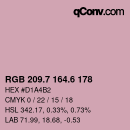カラーコード: RGB 209.7 164.6 178 | qconv.com