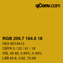 カラーコード: RGB 209.7 164.6 18 | qconv.com
