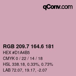 カラーコード: RGB 209.7 164.6 181 | qconv.com