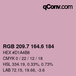 カラーコード: RGB 209.7 164.6 184 | qconv.com