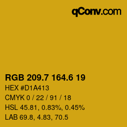カラーコード: RGB 209.7 164.6 19 | qconv.com