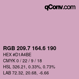 カラーコード: RGB 209.7 164.6 190 | qconv.com