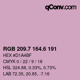 カラーコード: RGB 209.7 164.6 191 | qconv.com
