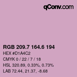 カラーコード: RGB 209.7 164.6 194 | qconv.com