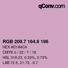 カラーコード: RGB 209.7 164.6 196 | qconv.com