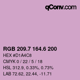 カラーコード: RGB 209.7 164.6 200 | qconv.com