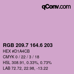カラーコード: RGB 209.7 164.6 203 | qconv.com