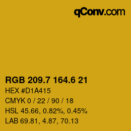 カラーコード: RGB 209.7 164.6 21 | qconv.com