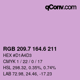 カラーコード: RGB 209.7 164.6 211 | qconv.com