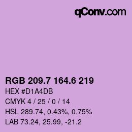 カラーコード: RGB 209.7 164.6 219 | qconv.com