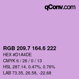 カラーコード: RGB 209.7 164.6 222 | qconv.com