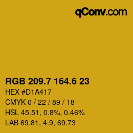 カラーコード: RGB 209.7 164.6 23 | qconv.com
